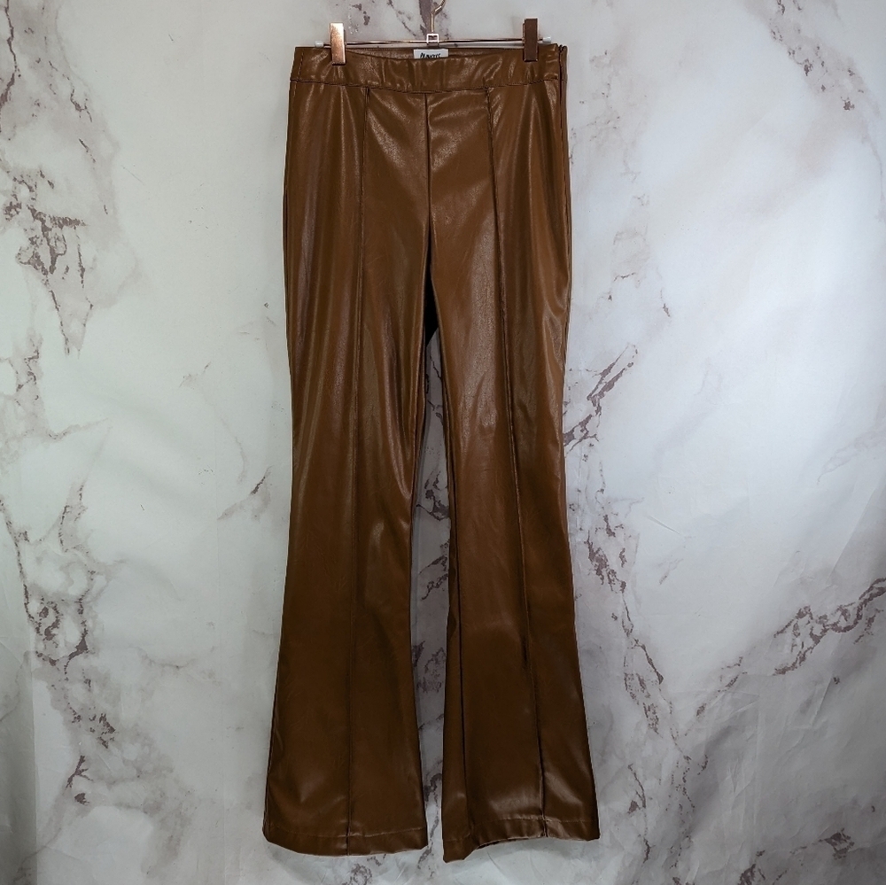 Princess Polly Pants Womens 4 Brown Faux Vegan Leather Trouser High Rise Boot